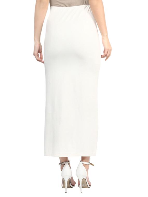 white cotton side slit pencil skirt - 13736591 - Zoom Image - 3