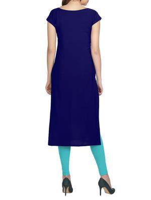 sky blue crepe printed long kurta - 13740290 - Standard Image - 3