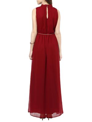 maroon georgette maxi dress - 13741076 - Standard Image - 3