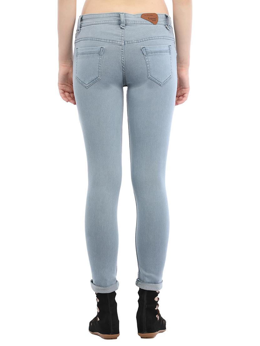 grey knee slit denim jean - 13744423 - Zoom Image - 3