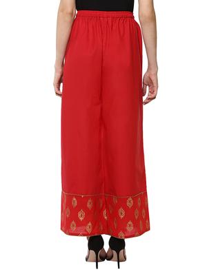 red cotton palazzo - 13744951 - Standard Image - 3