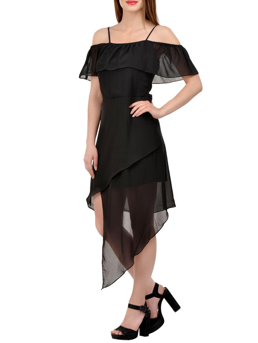 cold shoulder asymmetric dress with belted - 13746584 - Zoom Image - 3