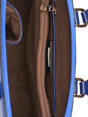 blue leatherette structured handbag - 13746748 - Standard Image - 3