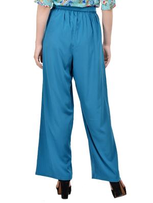 blue crepe palazzos - 13747307 - Standard Image - 3