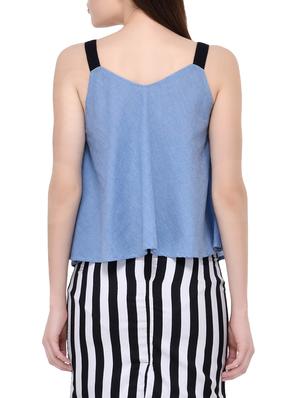 blue poly crepe top - 13747492 - Standard Image - 3