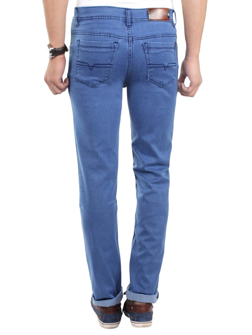 solid blue cotton blend jeans - 13749908 - Zoom Image - 3