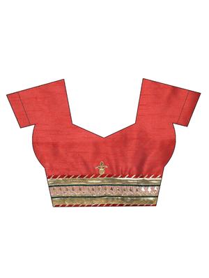 beige cotton blend gota patti saree with blouse - 13750901 - Standard Image - 3