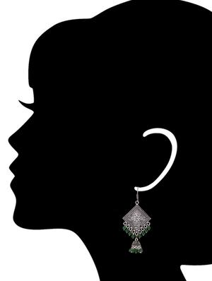 green metal chandellier earrings - 13753680 - Standard Image - 3