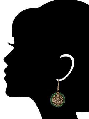 green metal drop earrings - 13753707 - Standard Image - 3