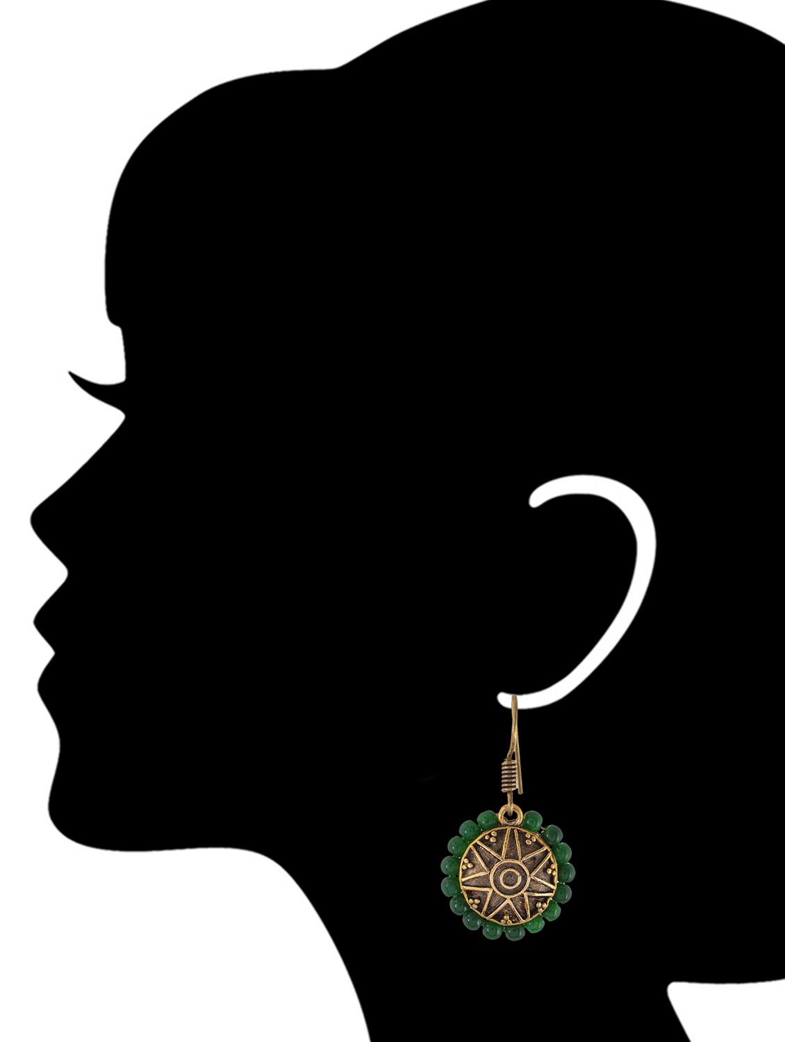 green metal drop earrings - 13753707 - Zoom Image - 3