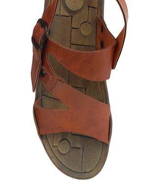 brown leather back strap sandals - 13764609 - Standard Image - 3
