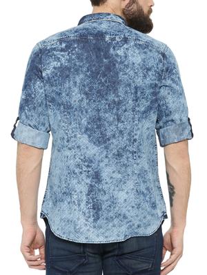 blue denim casual shirt - 13773377 - Standard Image - 3
