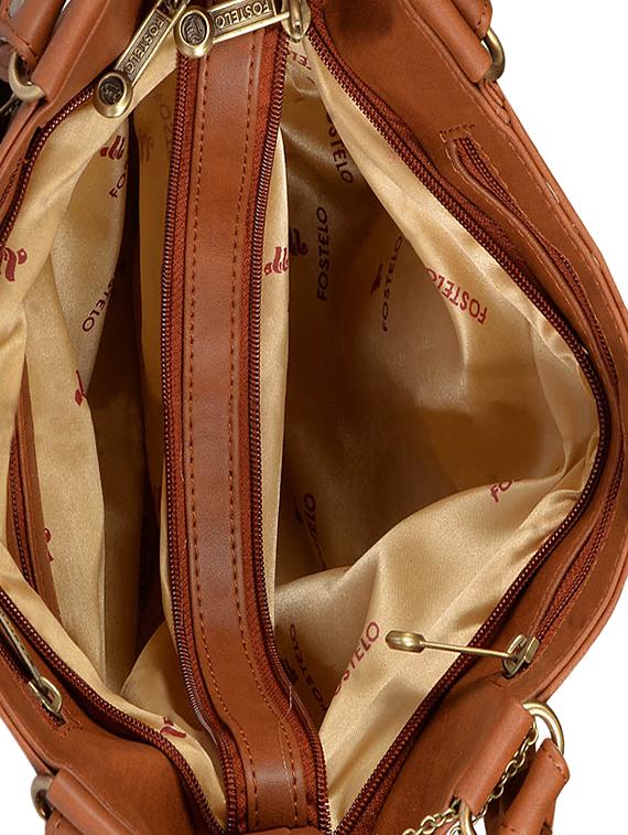 tan leatherette regular handbag - 13786119 - Zoom Image - 3