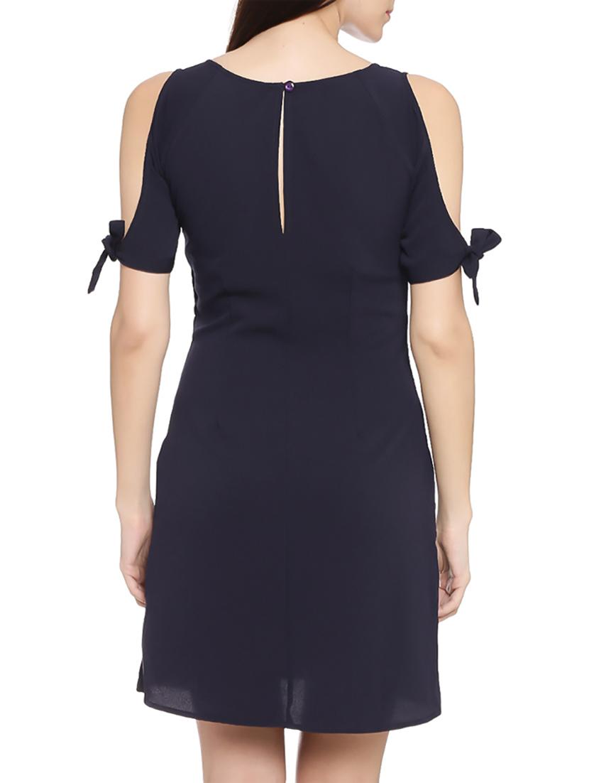 navy blue crepe sheath dress - 13788571 - Zoom Image - 3