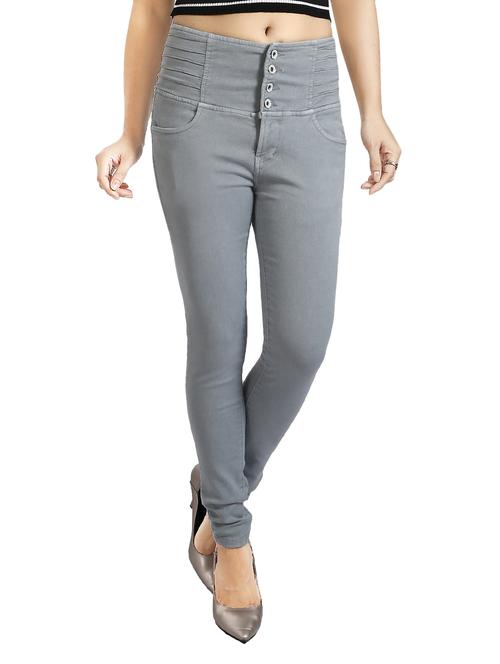 grey denim high rise jeans - 13802618 - Standard Image - 1