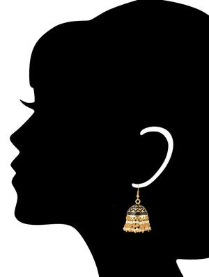 black metal jhumka earrings - 13806413 - Standard Image - 3