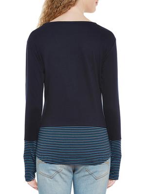 thumb hole sleeved striped tee - 13810188 - Standard Image - 3