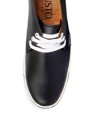 black leatherette lace up sneaker - 13817390 - Standard Image - 3