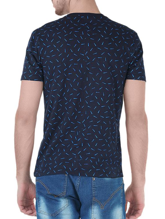 navy blue all over print t-shirt - 13834123 - Zoom Image - 3