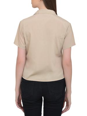 solid beige casual shirt - 13848017 - Standard Image - 3