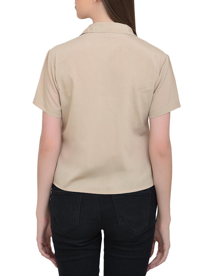 solid beige casual shirt - 13848017 - Zoom Image - 3