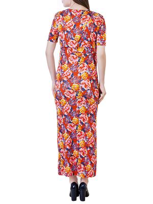 red printed viscose maternity wear - 13853780 - Standard Image - 3
