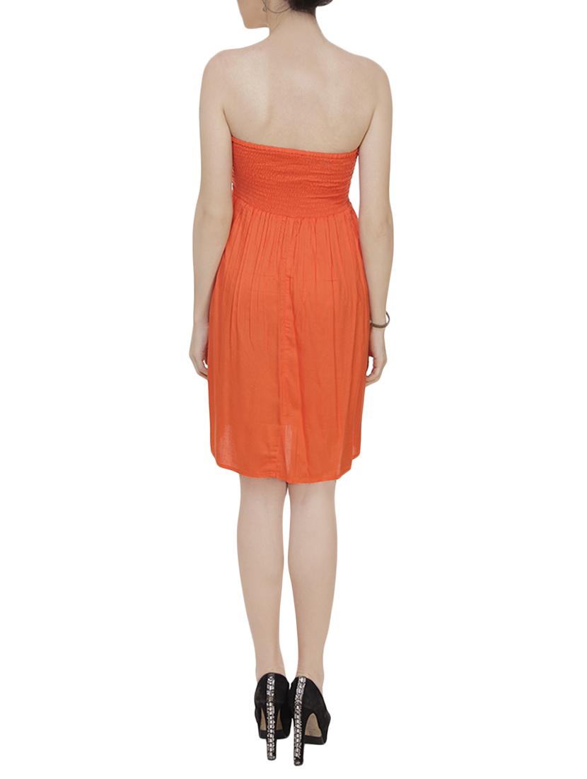 orange viscose off shoulder dress - 13855431 - Zoom Image - 3