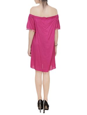 pink rayon off shoulder dress - 13855441 - Standard Image - 3