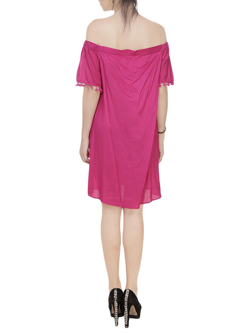 pink rayon off shoulder dress - 13855441 - Zoom Image - 3