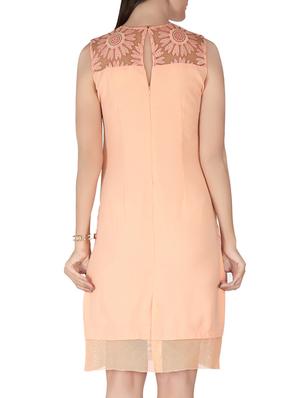 embroidered orange georgette shift dress - 13864529 - Standard Image - 3