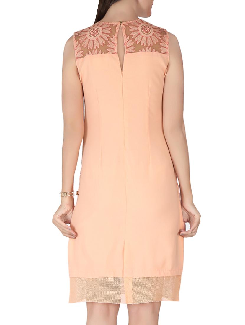 embroidered orange georgette shift dress - 13864529 - Zoom Image - 3
