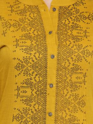 mustard princess panel printed kurta - 13866656 - Standard Image - 3