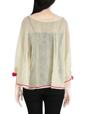 beige khadi summer poncho - 13873562 - Standard Image - 3