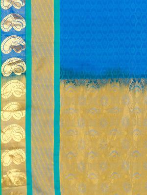 blue silk woven saree with blouse - 13873906 - Standard Image - 3