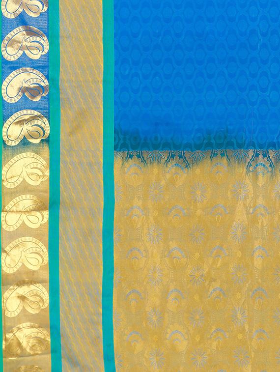 blue silk woven saree with blouse - 13873906 - Zoom Image - 3