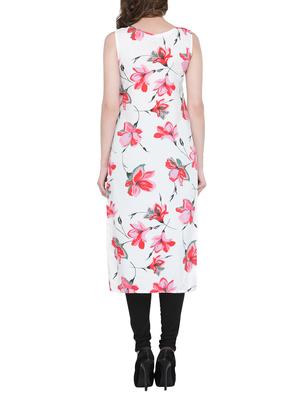 white & red floral straight kurta - 13876815 - Standard Image - 3