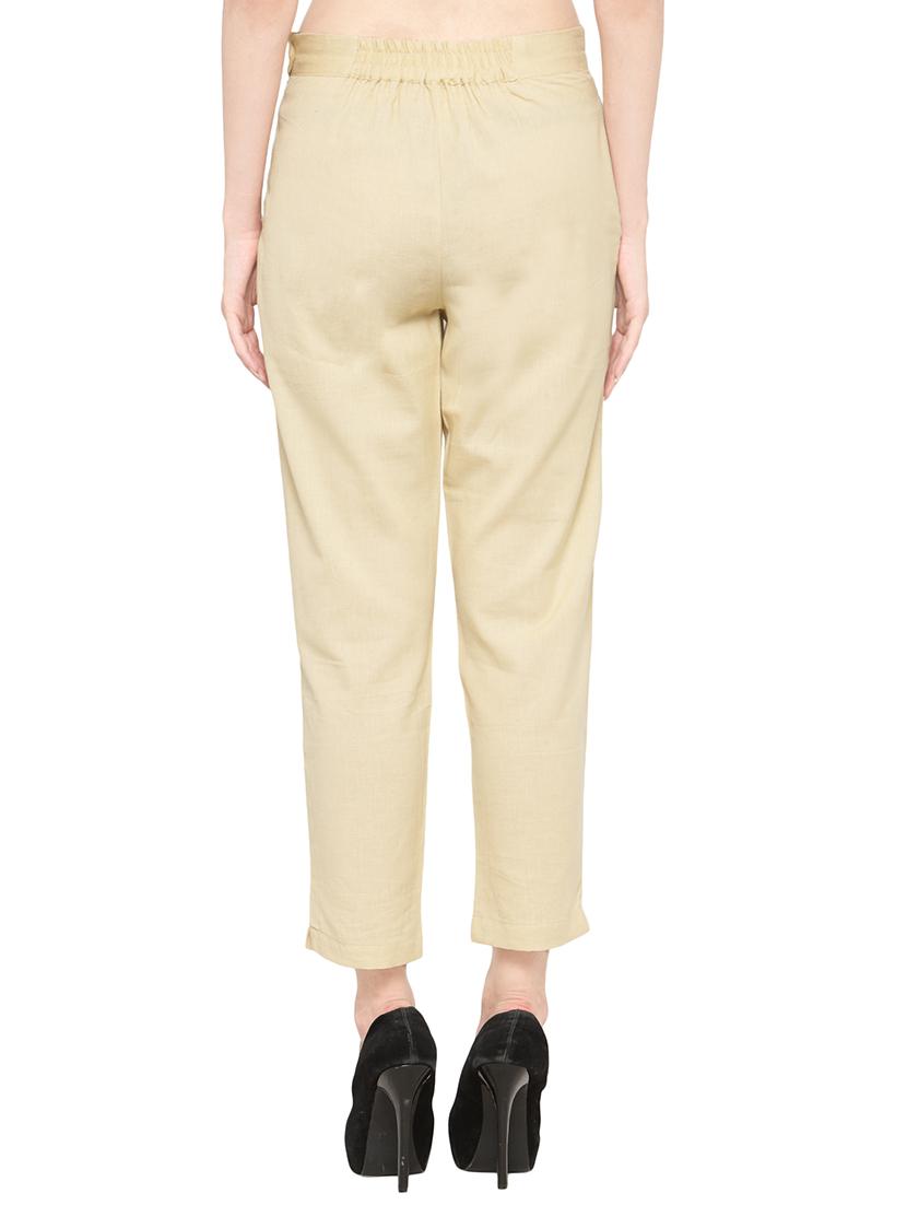 solid beige cotton cigarette pant - 13877808 - Zoom Image - 3