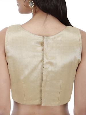 gold silk brocade stitched blouse - 13879969 - Standard Image - 3