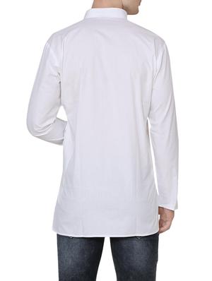 solid white cotton kurta - 13882663 - Standard Image - 3