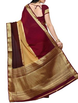 maroon kanjivaram saree with blouse - 13885743 - Standard Image - 3