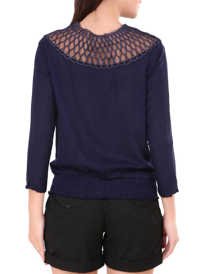 mesh inset mock neck top - 13895139 - Zoom Image - 3