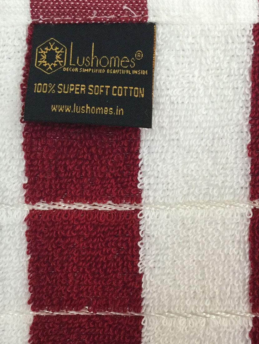 Lushomes Maroon hospitality towel with Ultra-Silky stripe Finish - 13895667 - Zoom Image - 3