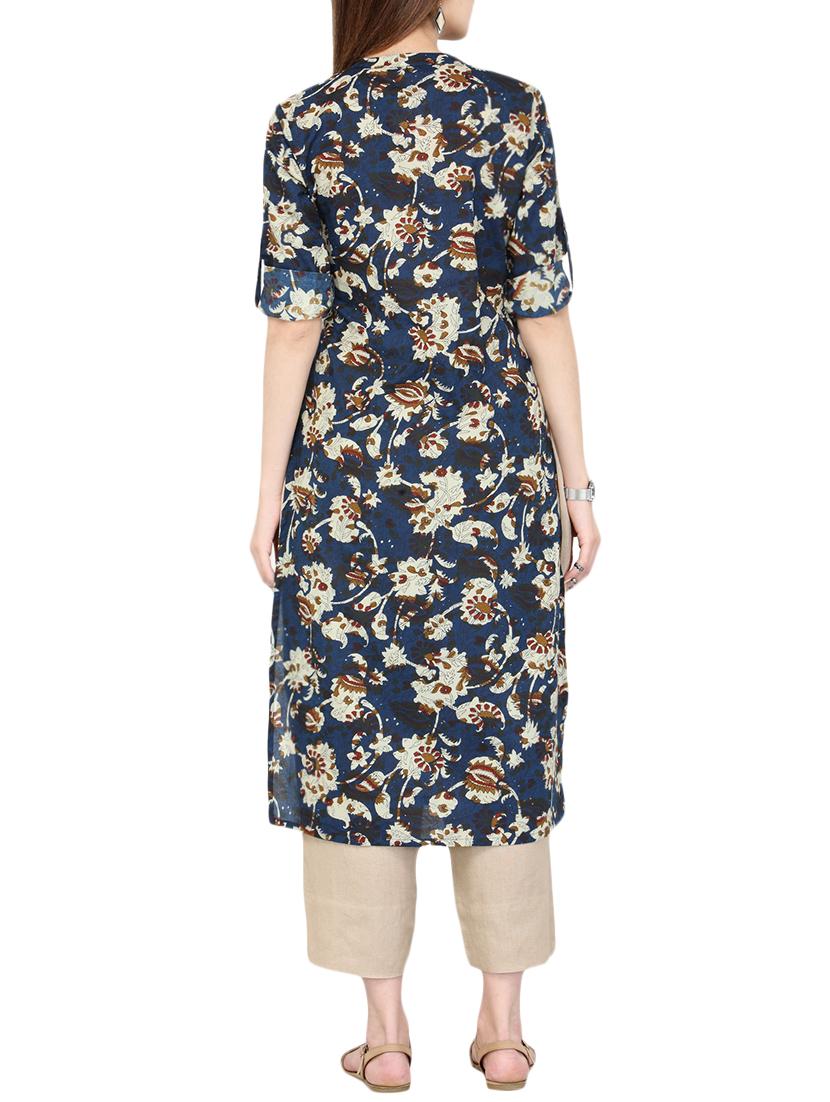 shirt collar printed kurta pant set - 13896255 - Zoom Image - 3