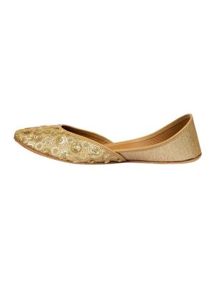 coral haze gold sequins & zari handembroidered fashionable juttis - 13899028 - Standard Image - 3