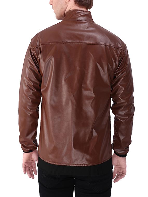 brown leather biker jacket - 13901691 - Zoom Image - 3