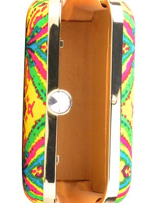 multi colored cotton box clutch - 13902116 - Standard Image - 3