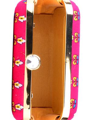 pink cotton box clutch - 13902122 - Standard Image - 3