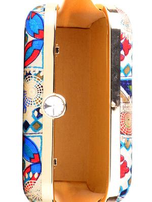 multi colored cotton box clutch - 13902130 - Standard Image - 3