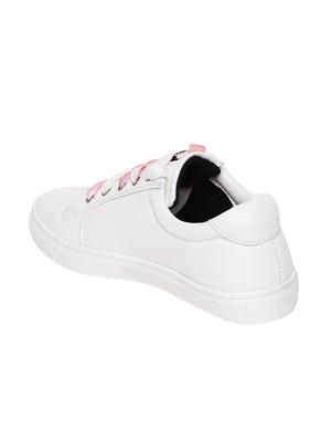 white faux leather laceup sneakers - 13903257 - Standard Image - 3
