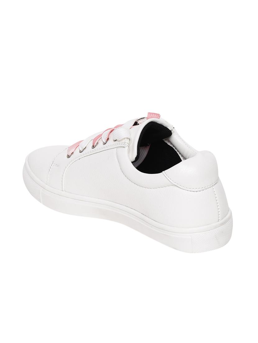 white faux leather laceup sneakers - 13903257 - Zoom Image - 3